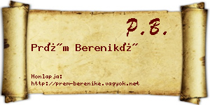 Prém Bereniké névjegykártya